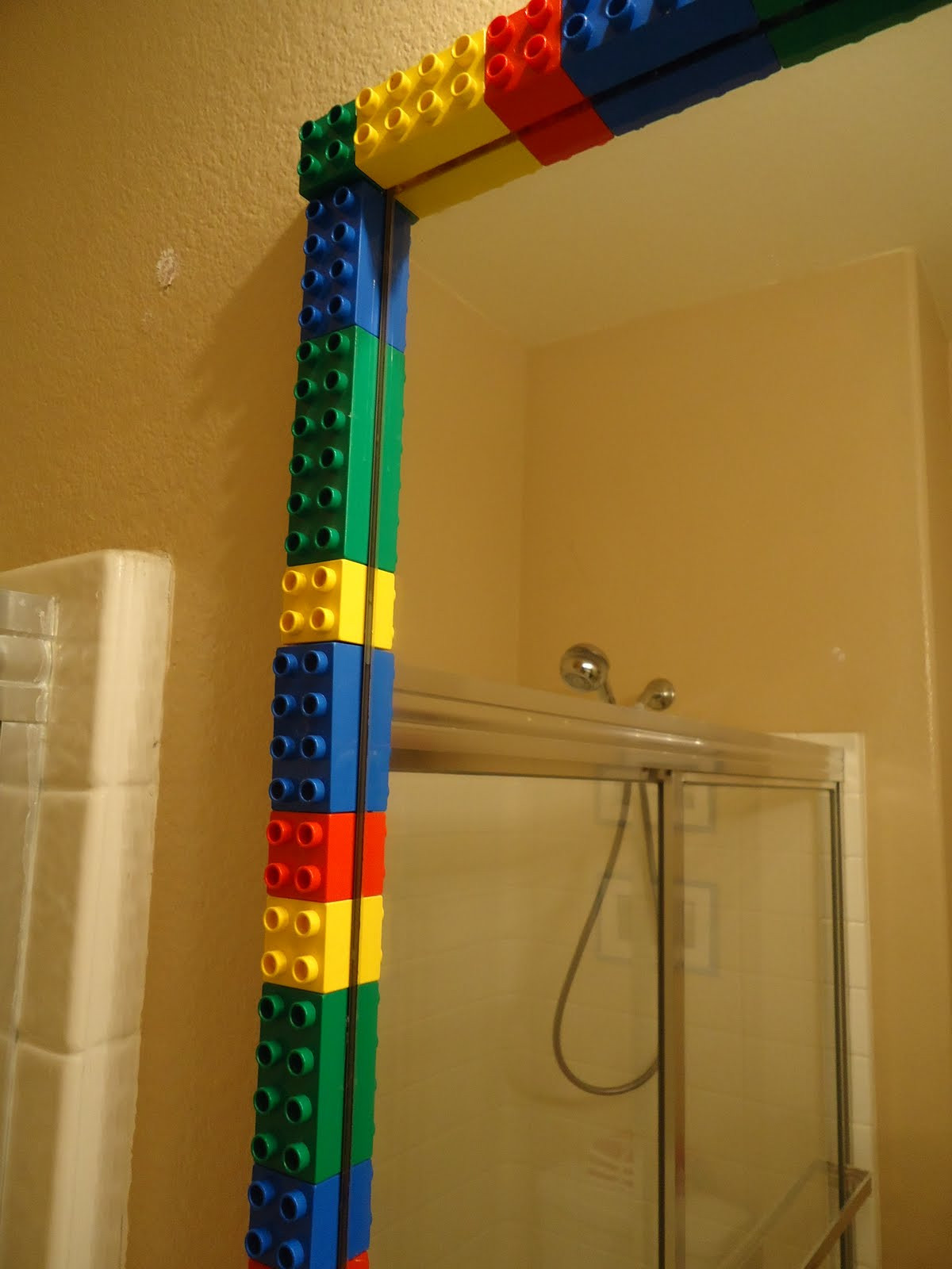 Kids Bathroom Mirror
 Shaped By Grace LEGO bathroom Before & After