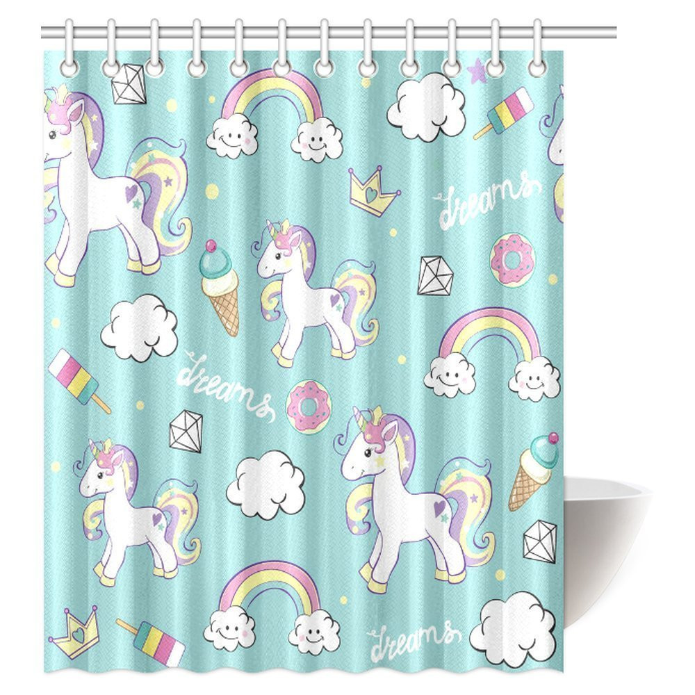 Kids Bathroom Sets Walmart
 MYPOP Unicorn Home and Kids Decor Shower Curtain