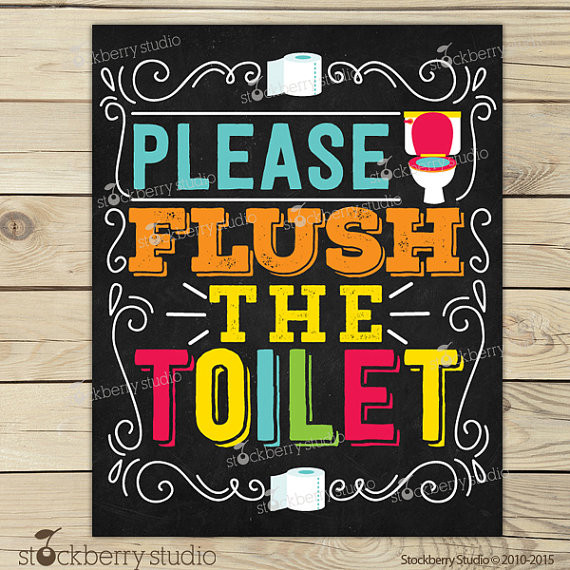 Kids Bathroom Sign
 Flush the Toilet Sign Printable Kids Bathroom Art Flush