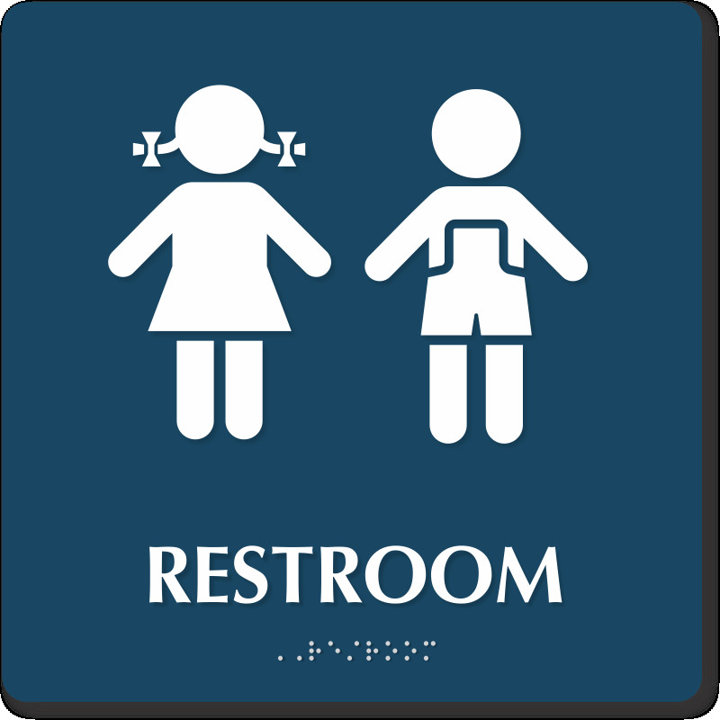 Kids Bathroom Sign
 Braille Uni Pre School Restroom Sign With Pictogram