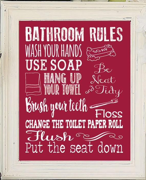 Kids Bathroom Signs
 Bathroom Rules Decor Kids Bathroom Rules Fun by JandSGraphics