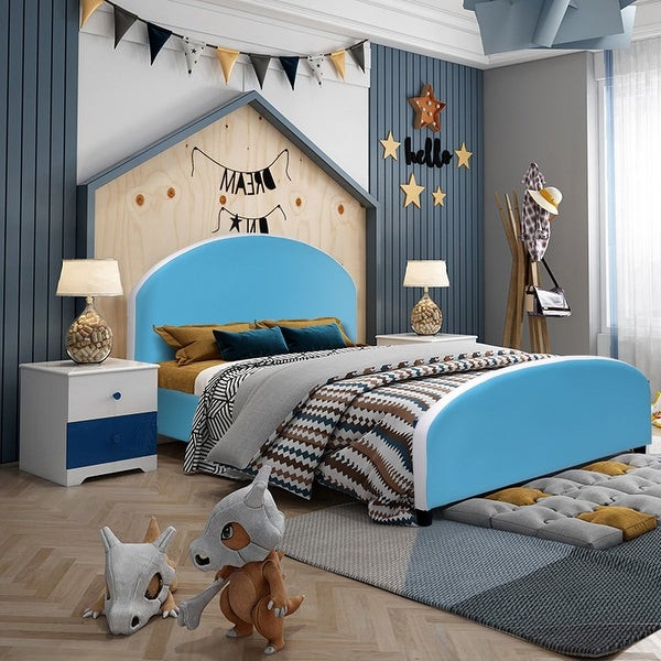 Kids Bedroom Furnitue
 Shop Costway Kids Children PU Upholstered Platform Wooden
