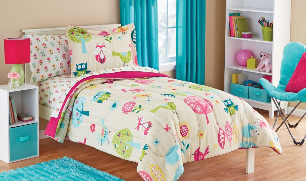 Kids Bedroom Set Walmart
 Mainstays Kids Woodland Bed in a Bag Coordinating Bedding