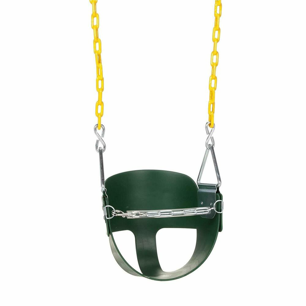 Kids Bucket Swing
 Outdoor Green High Back Half Bucket Toddler Swing Seat w