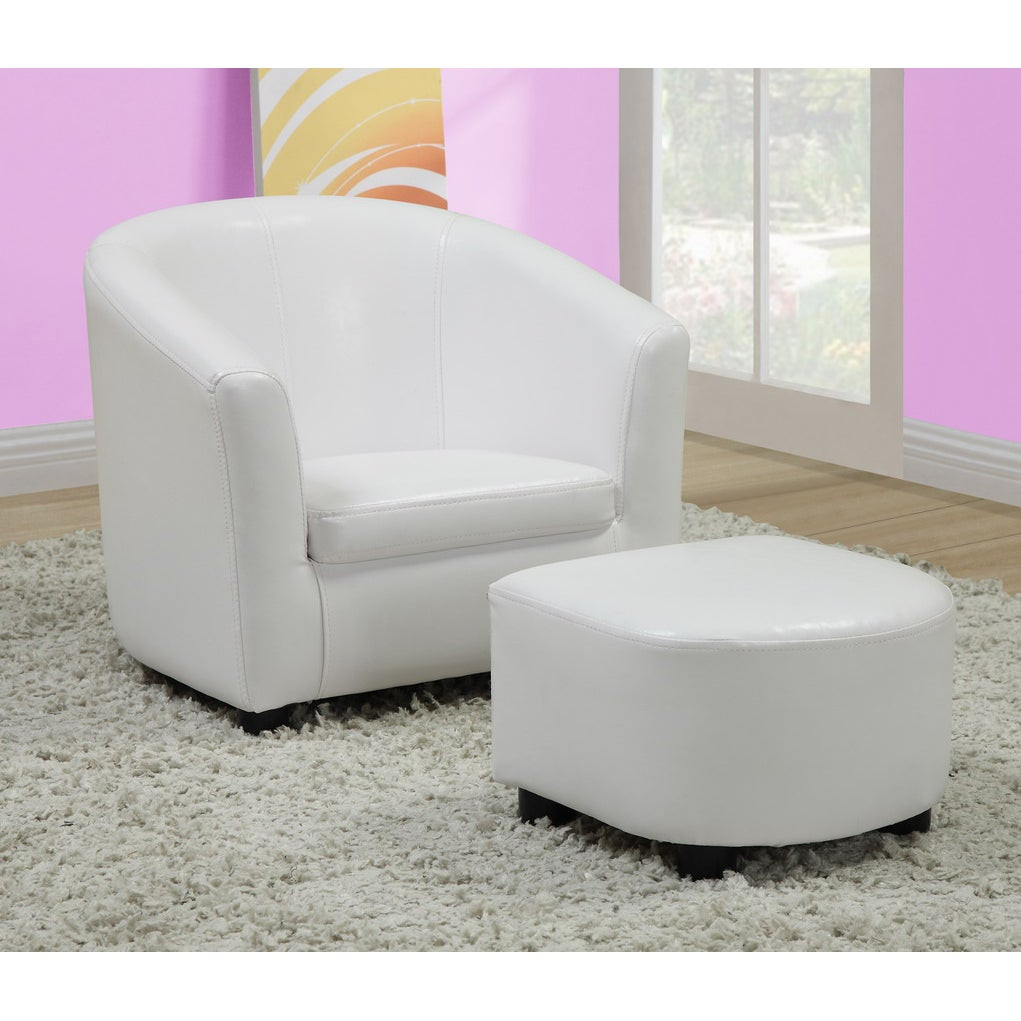 Kids Chair With Ottoman
 White Leather Look Juvenile Chair Ottoman Set