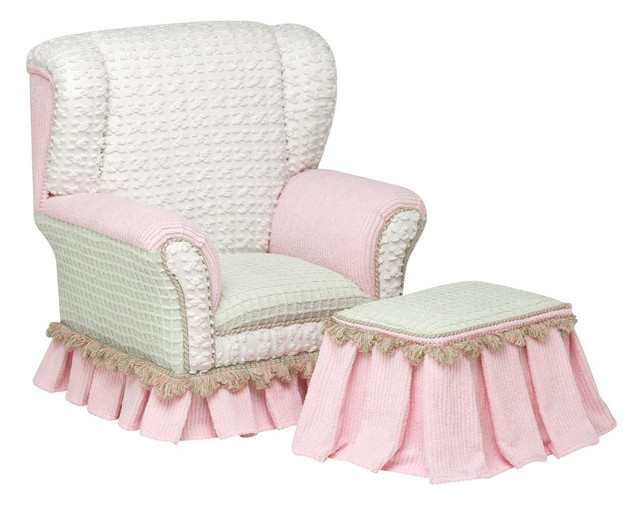 Kids Chair With Ottoman
 Primrose Childs White & Pink Wingback Chair With Ottoman