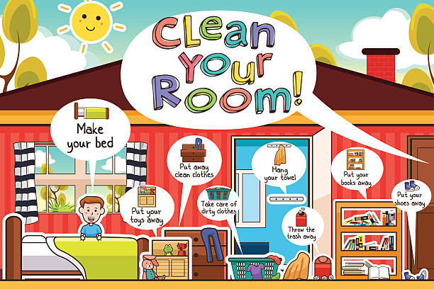 Kids Clean Room Clipart
 Royalty Free Household Chores Clip Art Vector