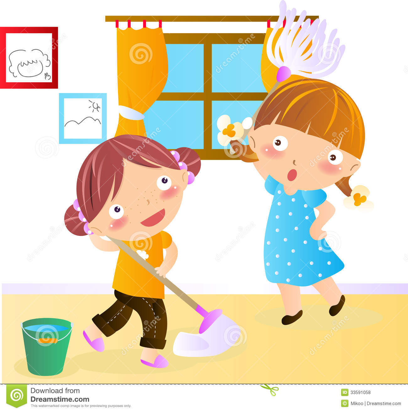 Kids Clean Room Clipart
 Cleaning house stock vector Illustration of child home