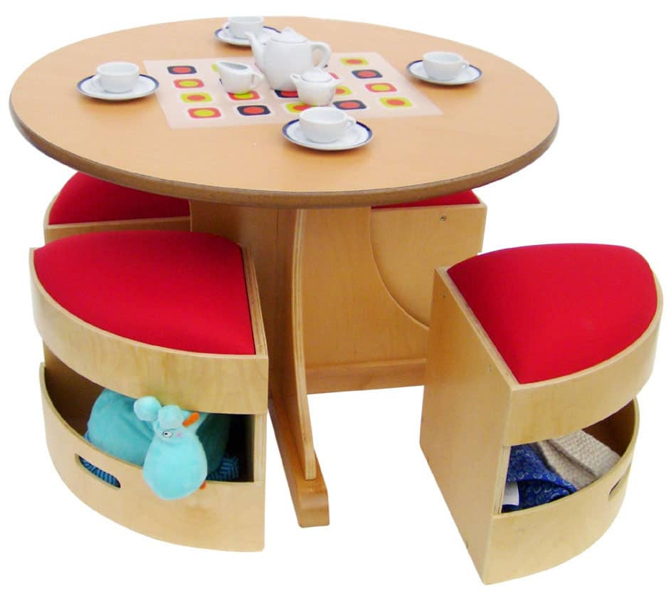 Kids Dining Table
 MODERN KIDS TABLE WITH STORAGE STOOLS