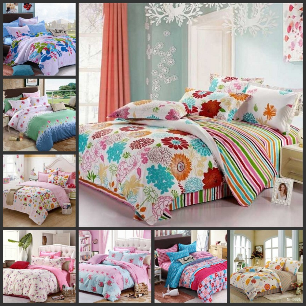 Kids Full Bedroom Sets
 Various Colorful beautiful Flowers Teen Girls Bedding sets