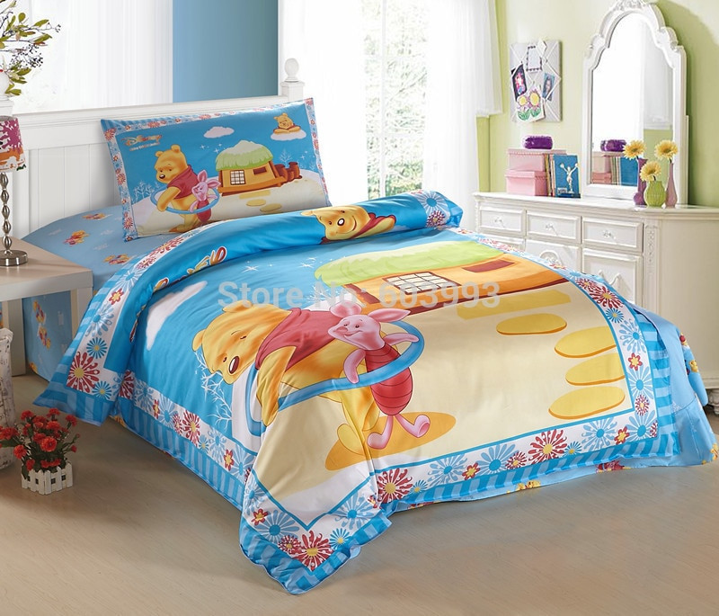 Kids Full Bedroom Sets
 kids forter set cartoon Pooh patter bedding set for