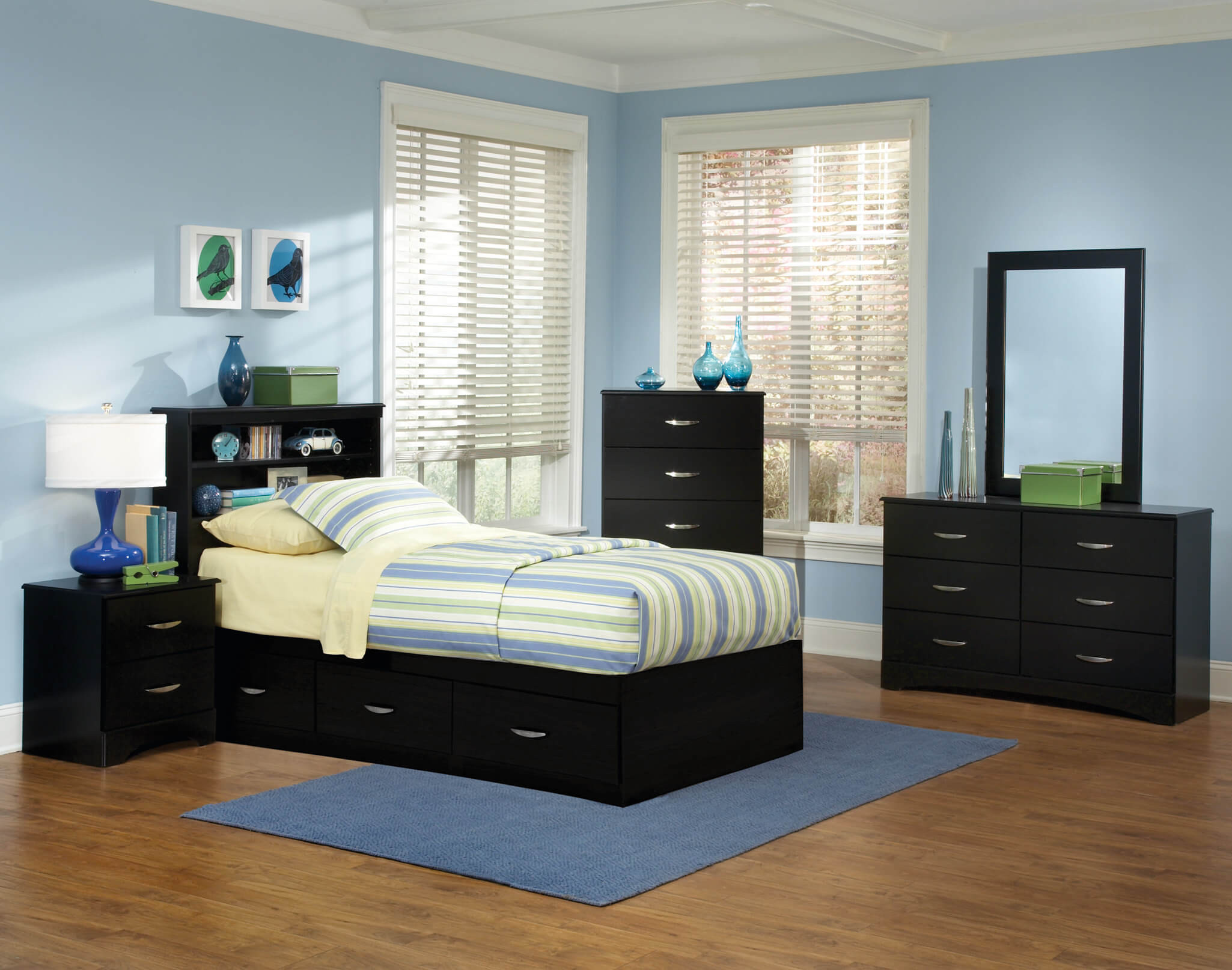 Kids Full Bedroom Sets
 Jacob Twin Black Storage Bedroom Set