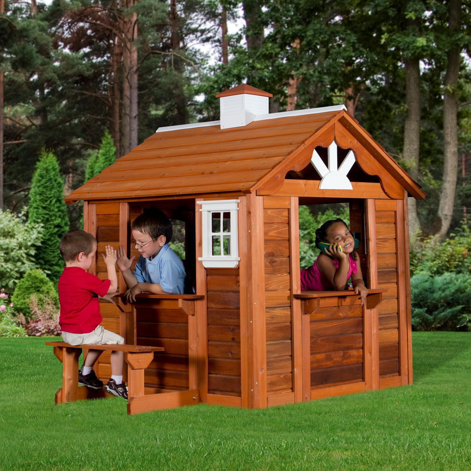 Kids Outdoor Playhouse
 Children Playhouse Kids Play Fun Outdoor Garden Log Cabin