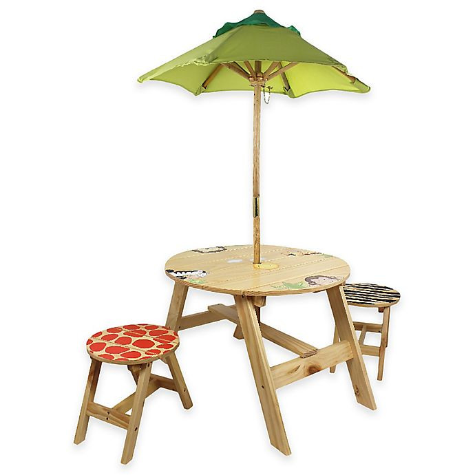 Kids Outdoor Table And Chair
 Teamson Kids Outdoor Table and Chairs Set with Umbrella in