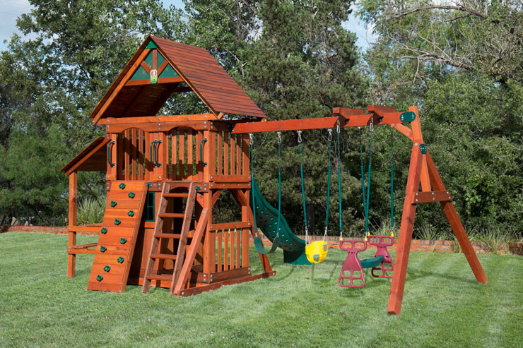 Kids Playhouse With Swing
 Wooden Playset with Playhouse Swing