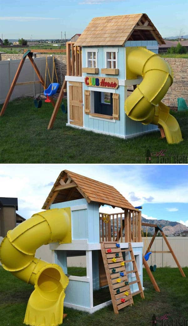 Kids Playhouse With Swing
 16 Creative Kids Wooden Playhouses Designs For Your Yard