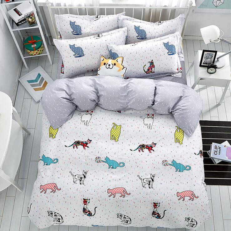 Kids Queen Bedroom Set
 2017 new 4pcs Lovely cat cartoon kids bedding set Queen