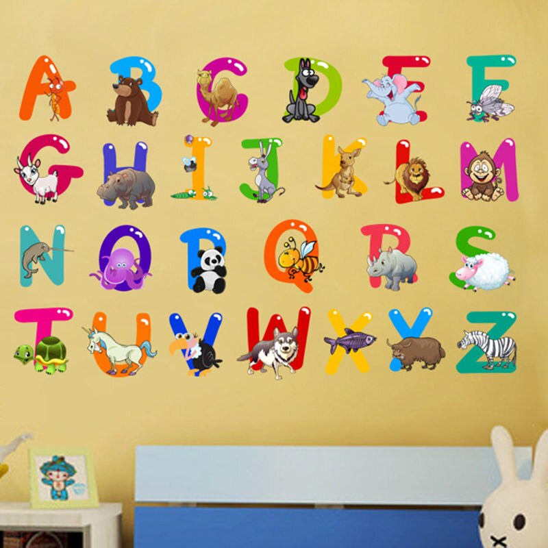 Kids Room Letters
 Cartoon Colorful 26 Letters alphabet Wall Stickers For