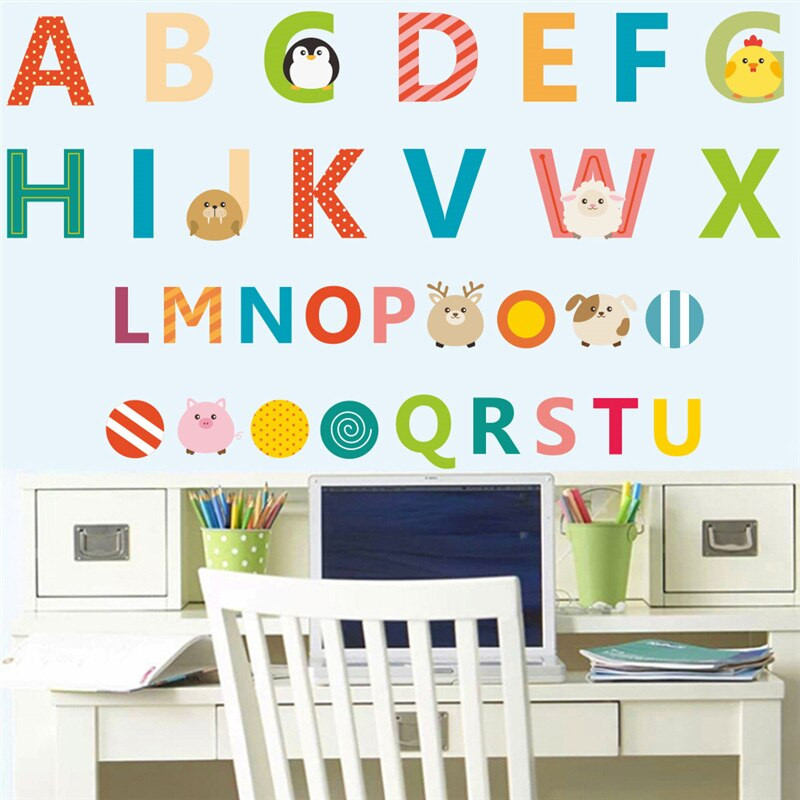 Kids Room Letters
 cartoon animals 26 english letters alphabet wall stickers