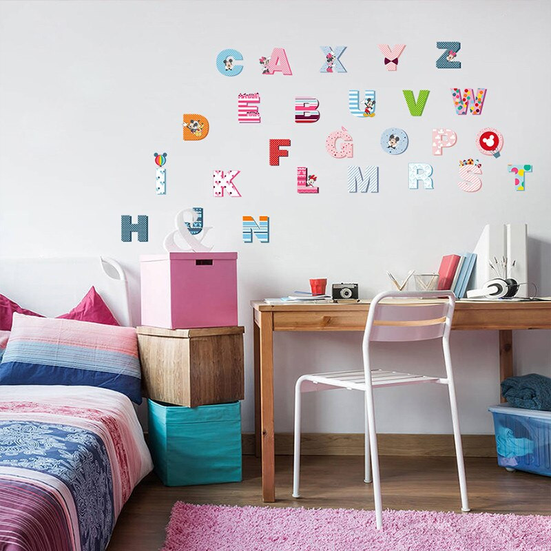 Kids Room Letters
 Cartoon Colorful Mickey 26 Letters alphabet Wall Stickers