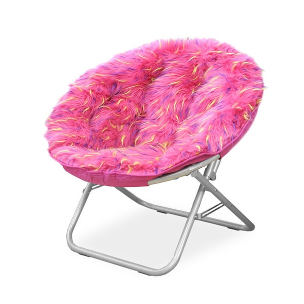 Kids Saucer Chair
 Shop Spiker Pink Faux Fur and Metal Frame Saucer Chair