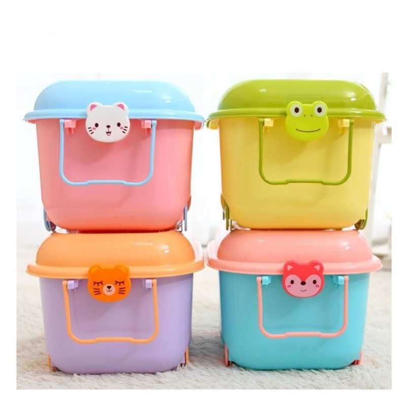 Kids Storage Containers
 Cute Plastic Storage Box for Toys with Lid Animal Pattern