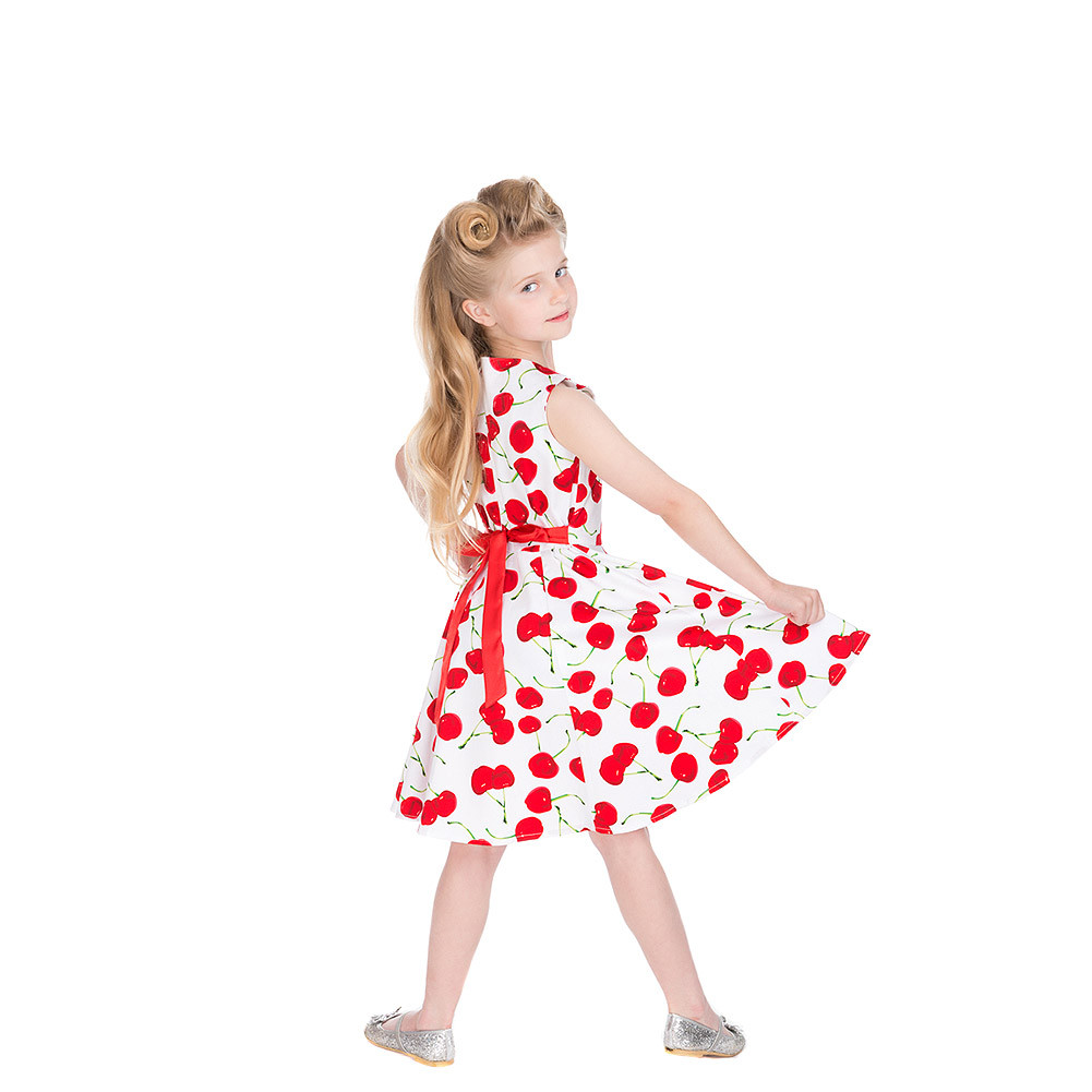 Kids Swing Dress
 H & R Bombshell Cherry White Kids Swing Dress Girls