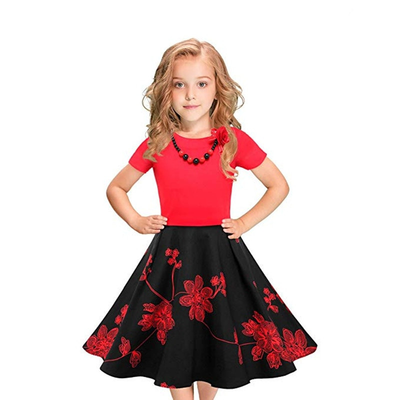 Kids Swing Dresses Elegant 2019 New Kids Girls Vintage Dress Polka Dot Swing
