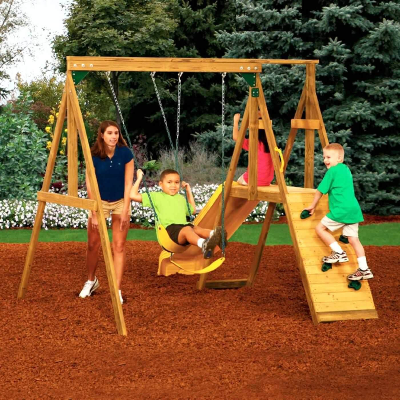 Kids Swing Set
 Best 35 Kids Home Playground Ideas AllstateLogHomes