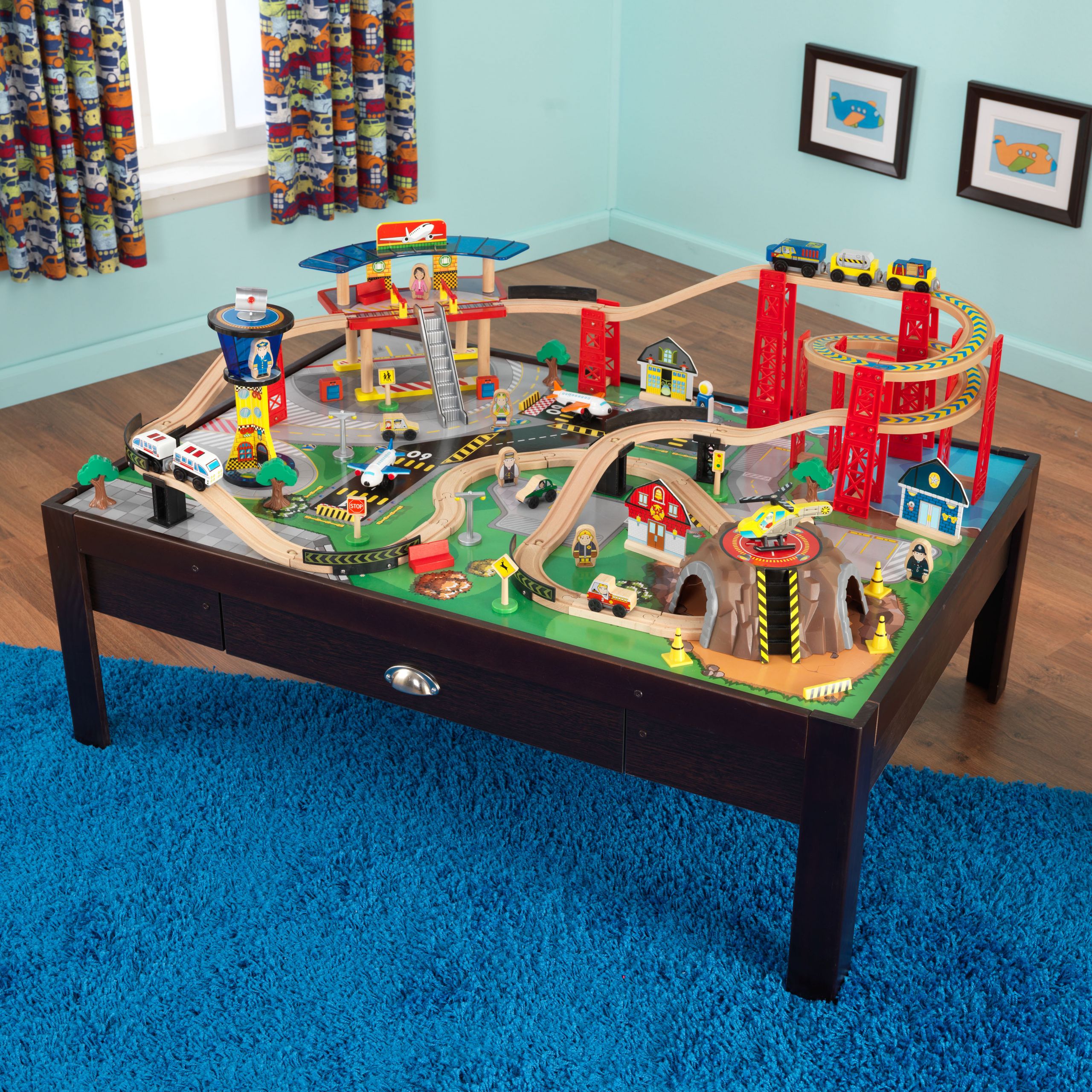 Kids Train Table
 Kids Activity Table Wooden Train Set Toddler Toys Boys