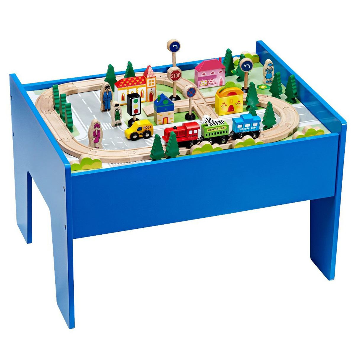 Kids Train Table
 Wooden Train Table Set Track Play Toy Blue 60 Pieces