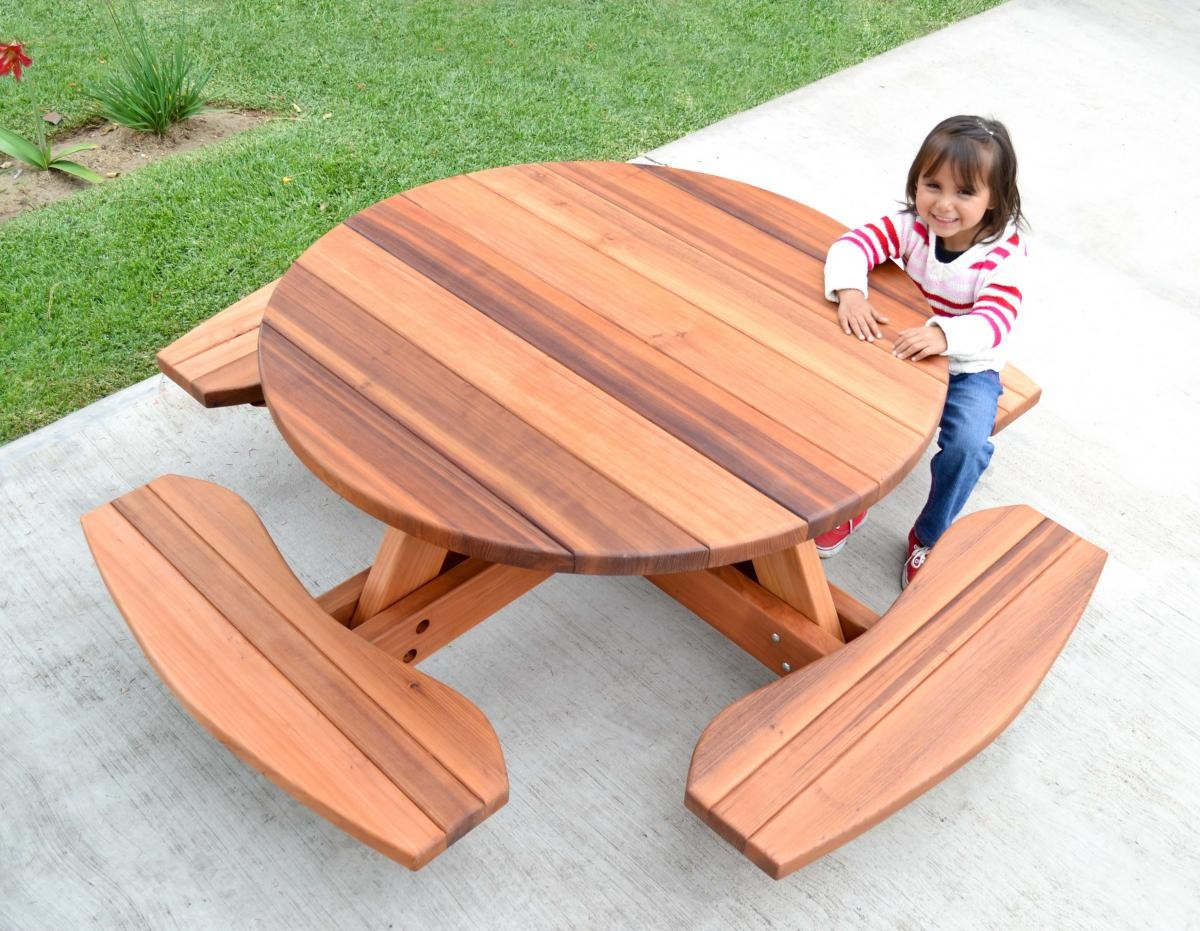 Kids Wooden Table Set
 Kid Size Round Wood Picnic Table Kit