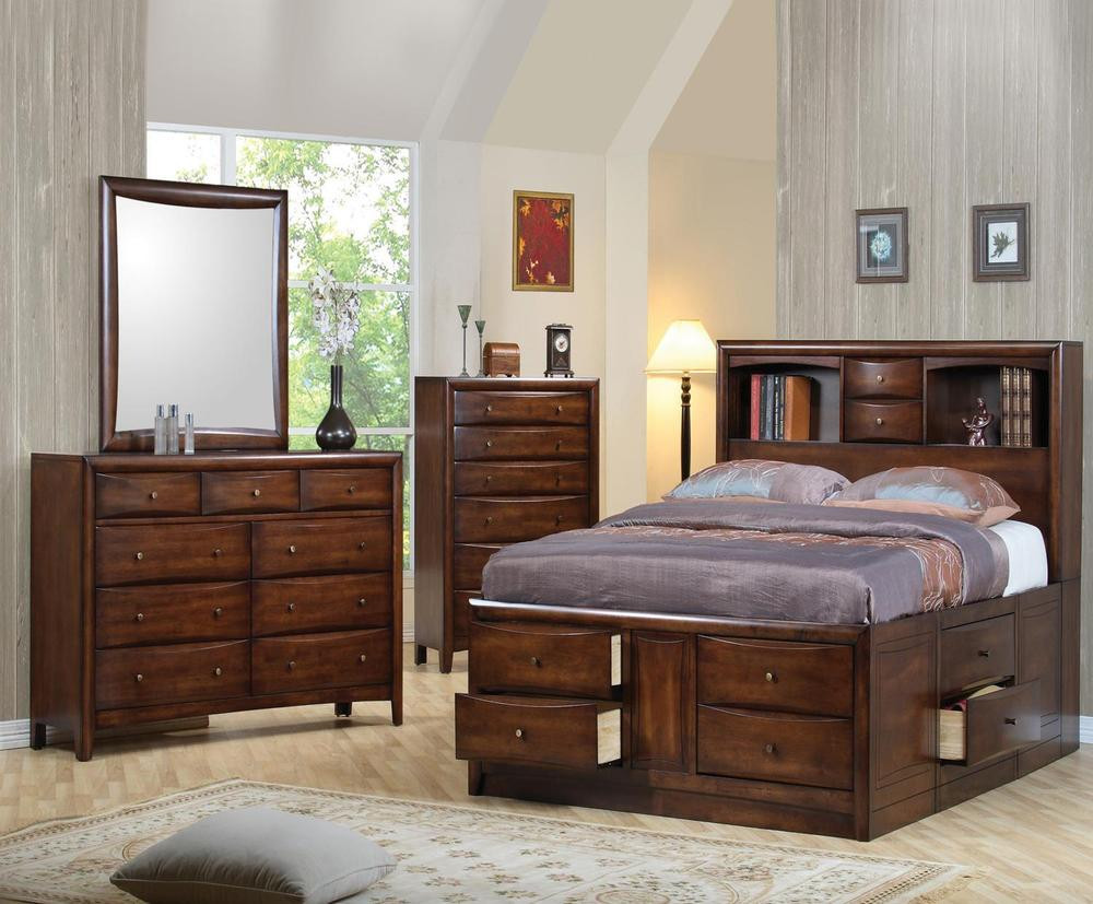 King Bedroom Sets With Storage
 5 PC CALIFORNIA KING BOOKCASE STORAGE BED NS DRESSER CHEST