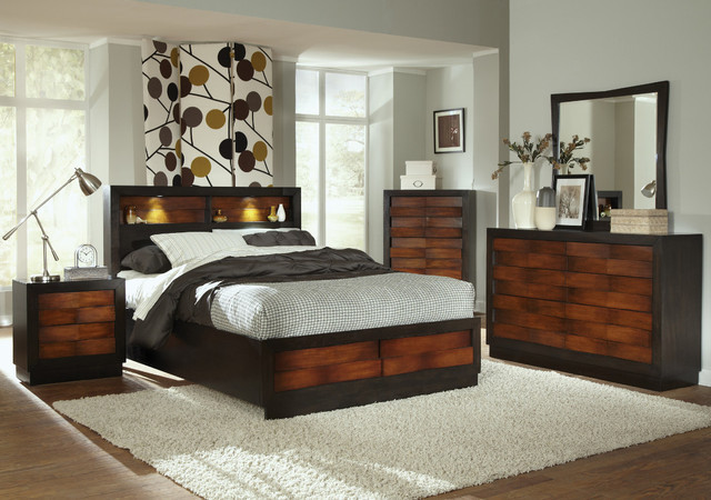 King Bedroom Sets With Storage
 Rolwing 5Pc California King Storage Bedroom Set in Reddish