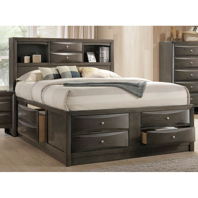 King Bedroom Sets With Storage
 Contemporary Gray King Size Storage Bed Emily
