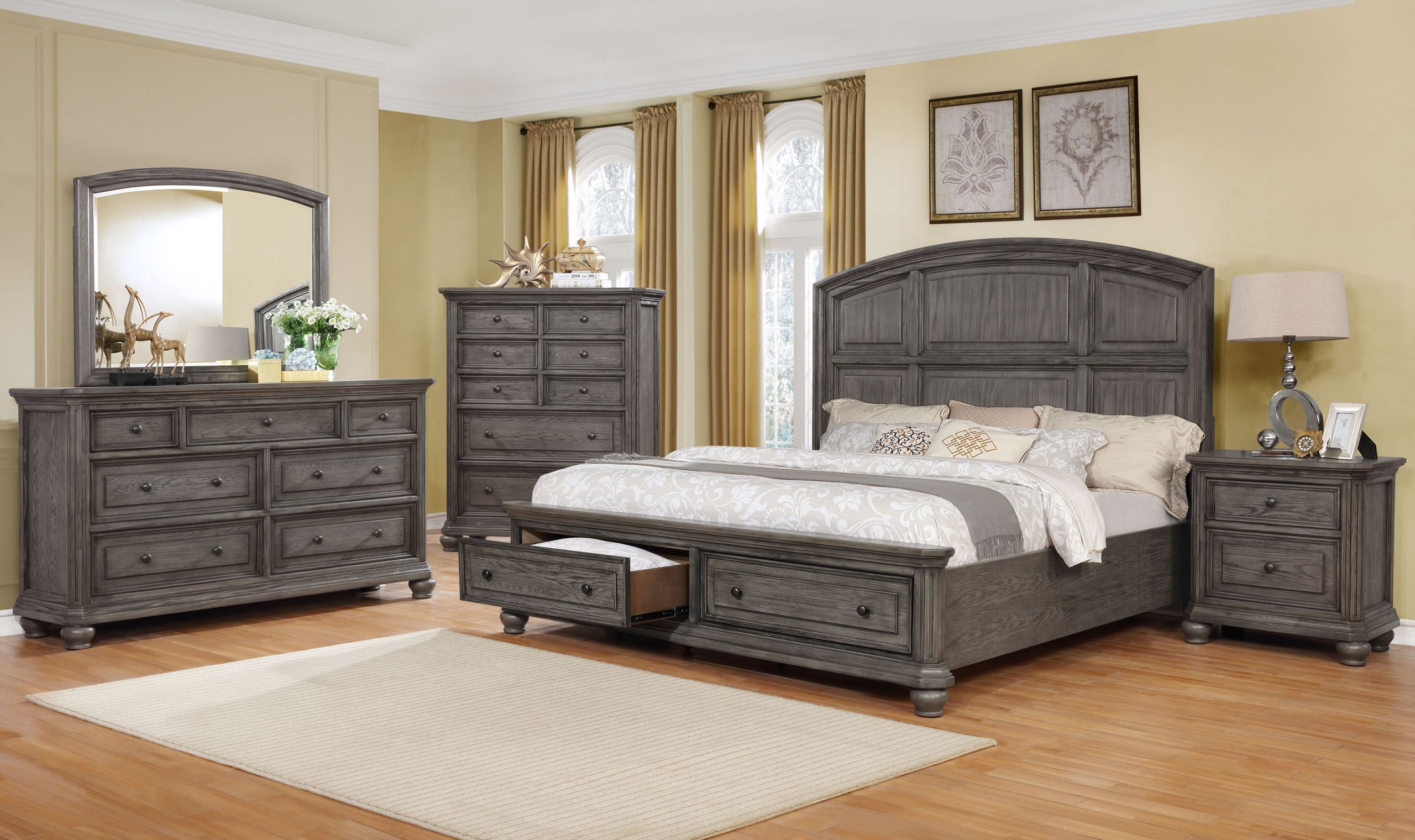 King Bedroom Sets With Storage
 Lavonia Storage Gray King Bedroom Set