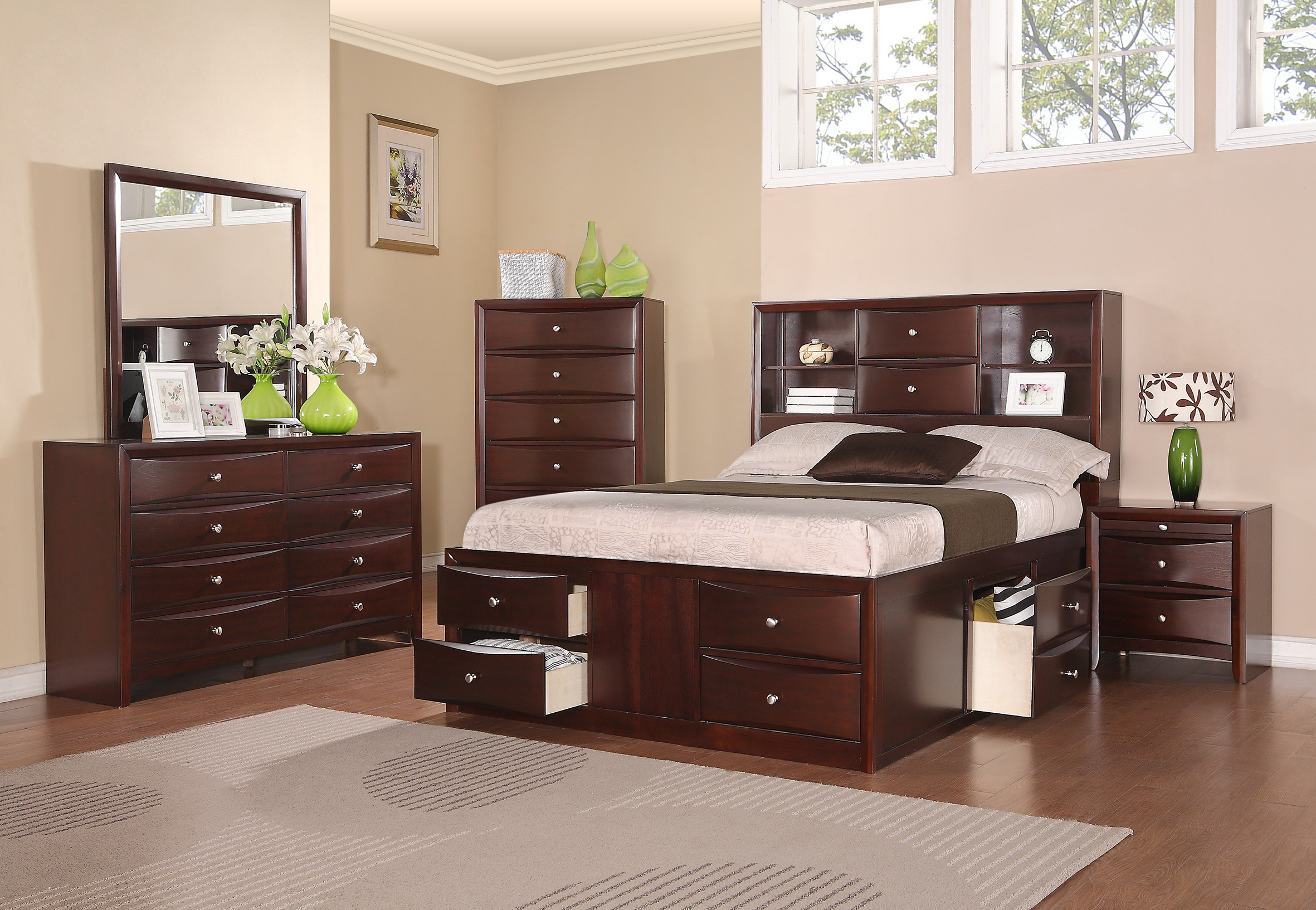 King Size Storage Bedroom Set
 Bedroom Furniture Storage Drawers HB FB California King