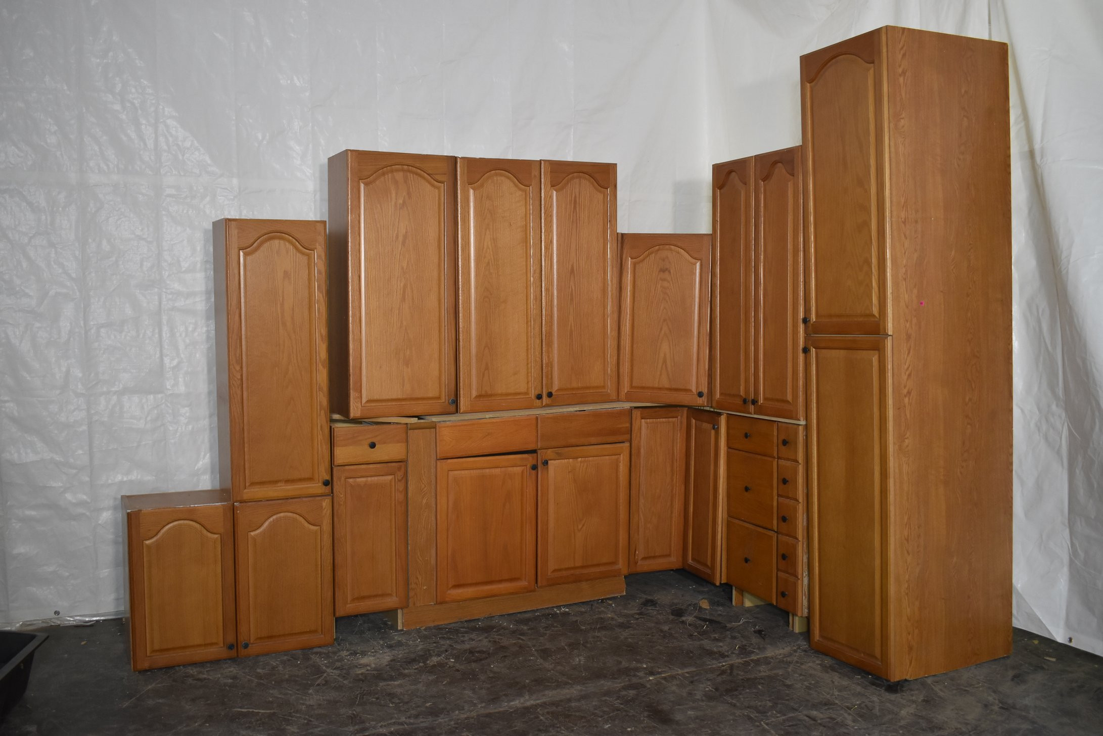 Kitchen Cabinet Sets
 Frameless Oak Kitchen Cabinet Set with Black Knobs Ben s