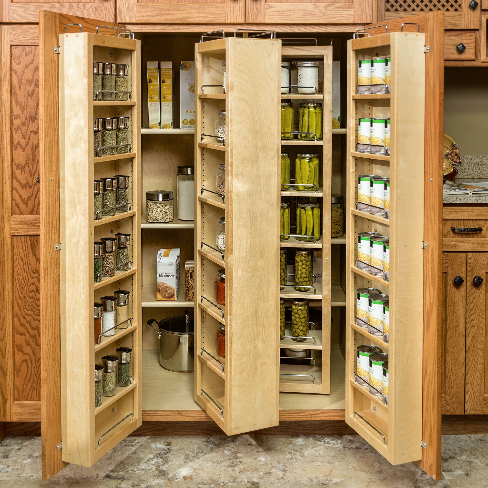 Kitchen Cabinet Storage Unit
 inspiring kitchen pantry with brown wood accent and double