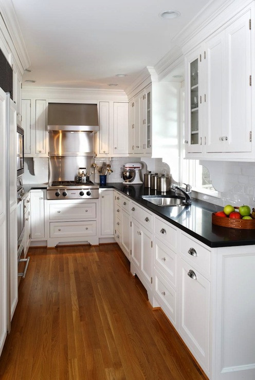 Kitchen Cabinet With Counter
 White Kitchen Cabinets with Black Countertops