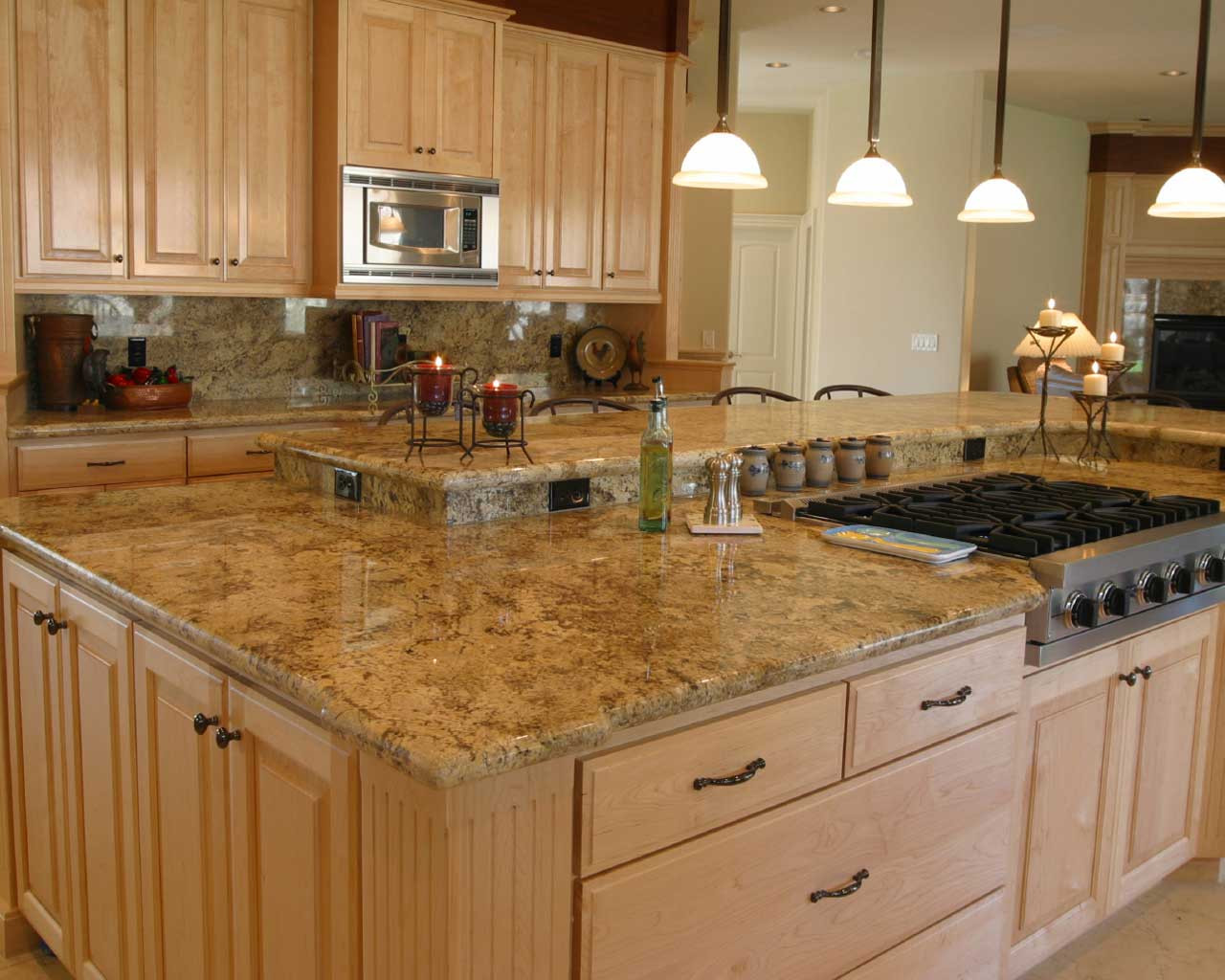 Kitchen Cabinet With Counter
 Granite Counter Tops for Beautiful Kitchen Island in