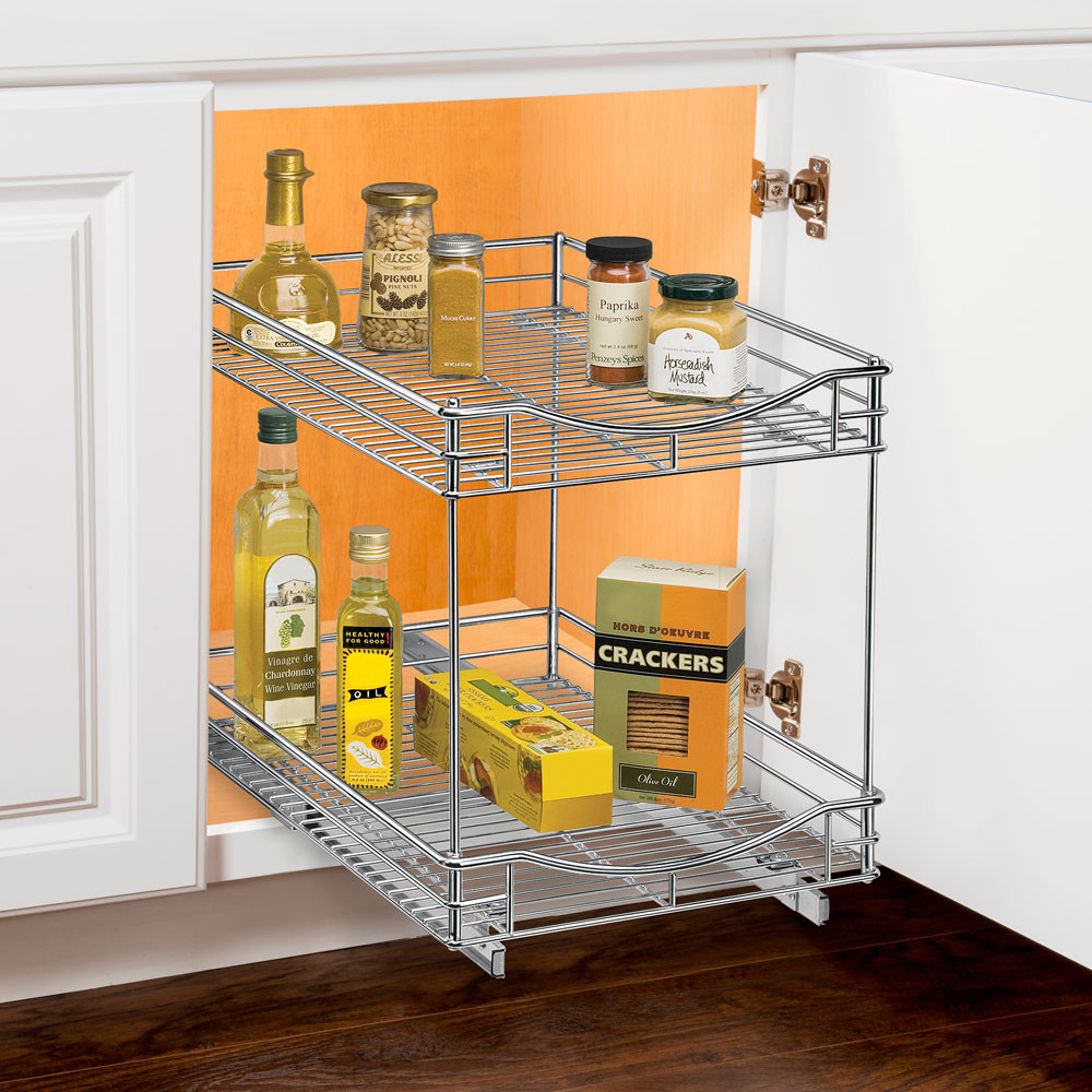 Kitchen Cabinets Organizer
 Two Tier Sliding Cabinet Organizer 11 Inch in Pull Out