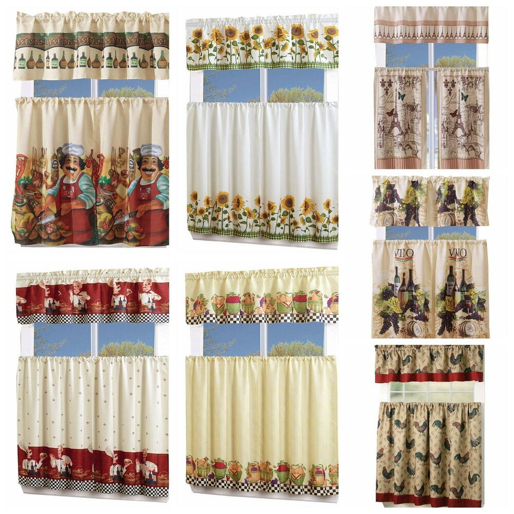 Kitchen Cafe Curtains
 3 Piece Kitchen Cafe Curtain With Swag and Tier Window