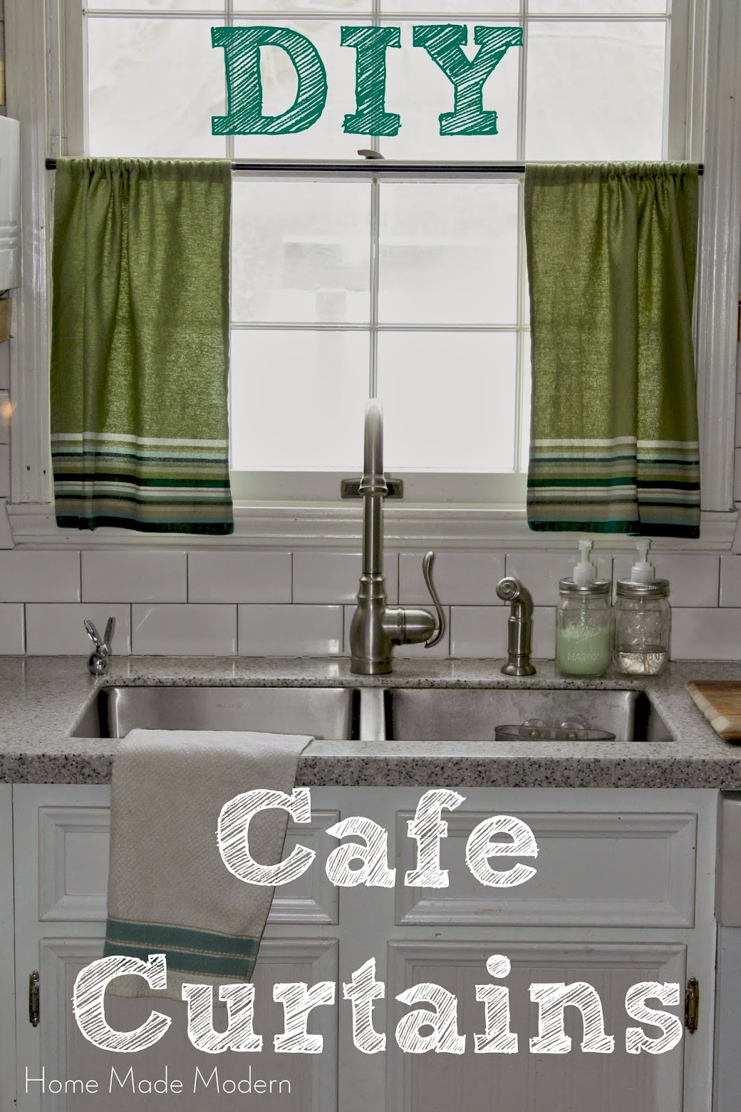 Kitchen Cafe Curtains
 Home Made Modern Cafe Curtains from Kitchen Towels