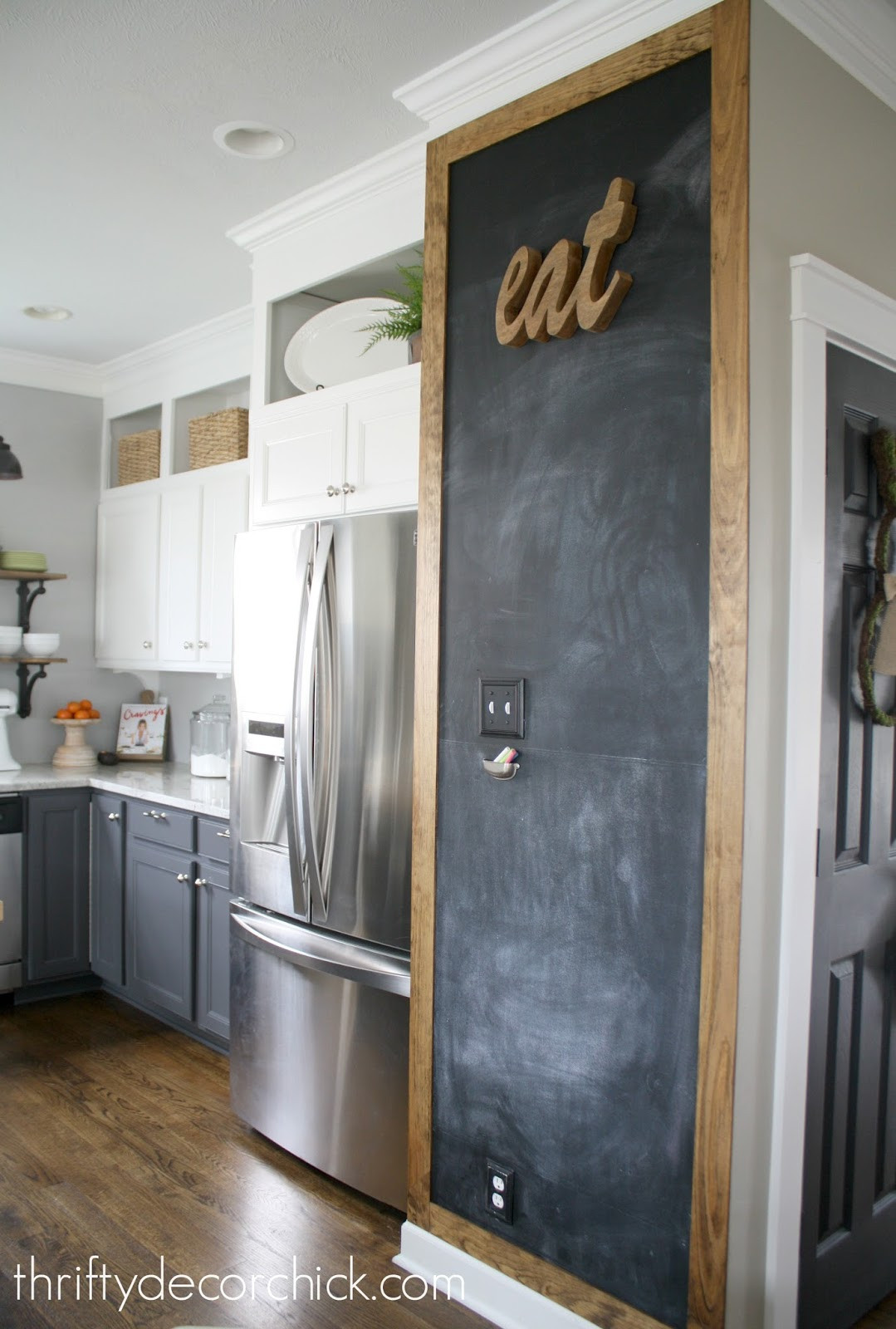 Kitchen Chalkboard Wall Ideas
 Adding some rustic charm to the kitchen from Thrifty Decor