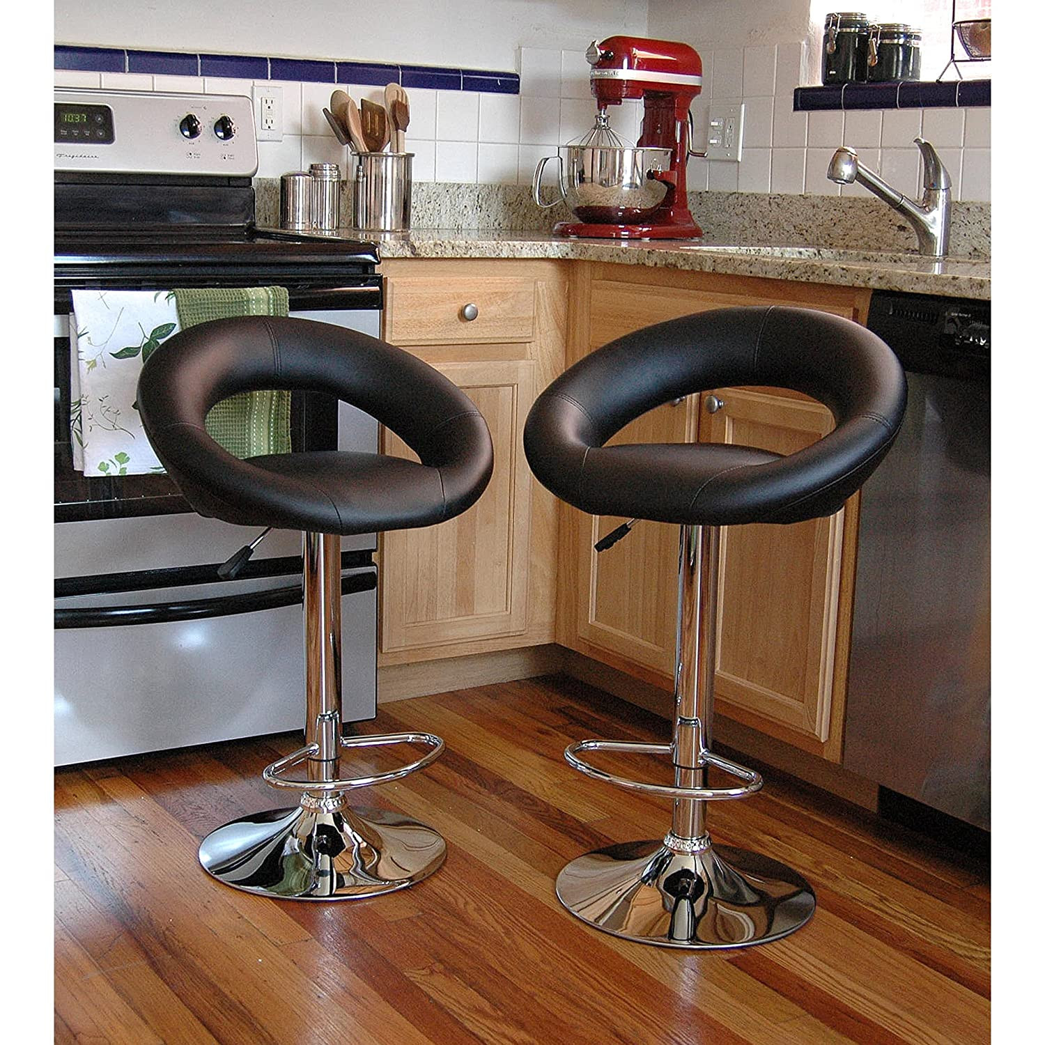 Kitchen Counter Bar Stool
 Bar Stool Set 2 Piece Adjustable Height Seat Chair Swivel