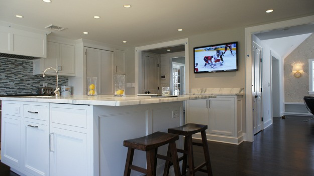 Kitchen Countertop Tv
 Cari s New White Kitchen with Marble Countertops Hooked