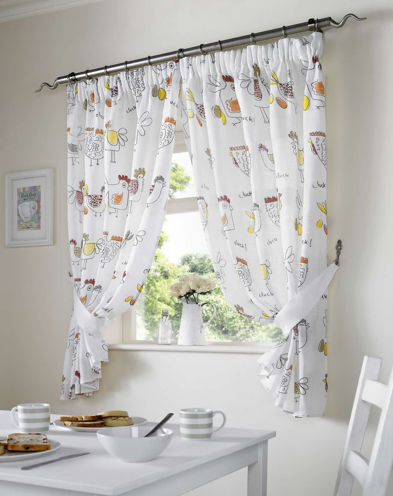 Kitchen Curtains And Valances
 CHICKENS ROOSTER COUNTRY STYLE KITCHEN CURTAIN SET WINDOW