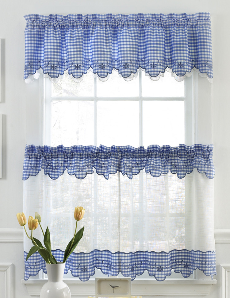 Kitchen Curtains And Valances
 Provence Kitchen Curtains Blue Lorraine Sheer