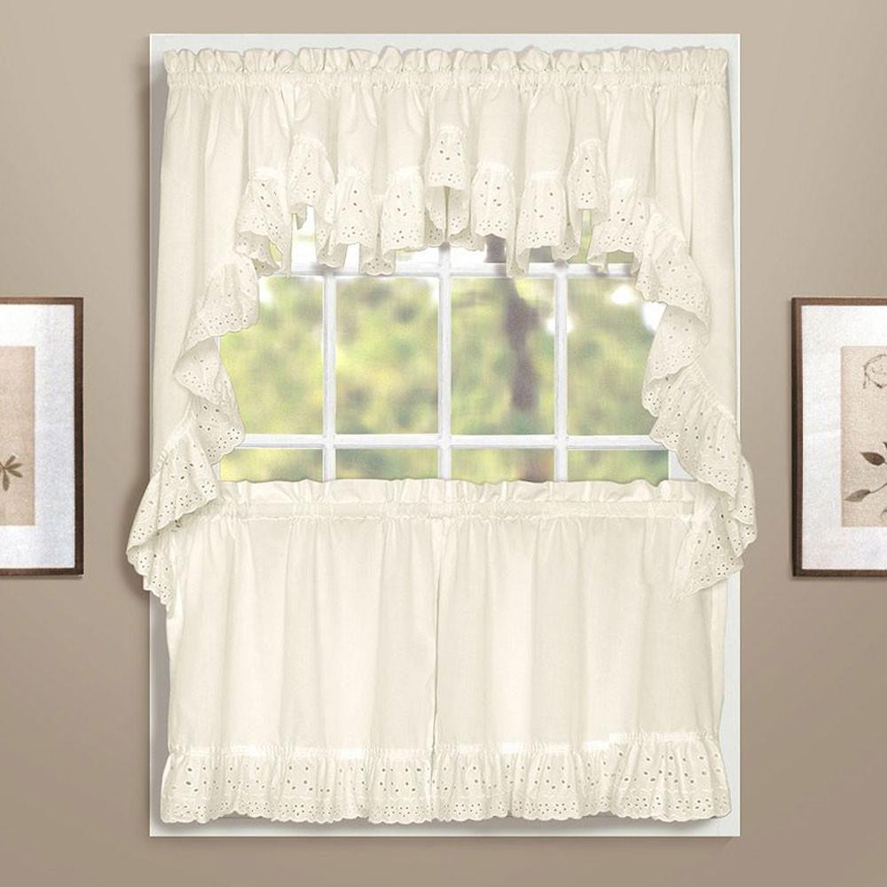 Kitchen Curtains Tiers
 Vienna Eyelet Kitchen Valance Swags and Tier Curtains